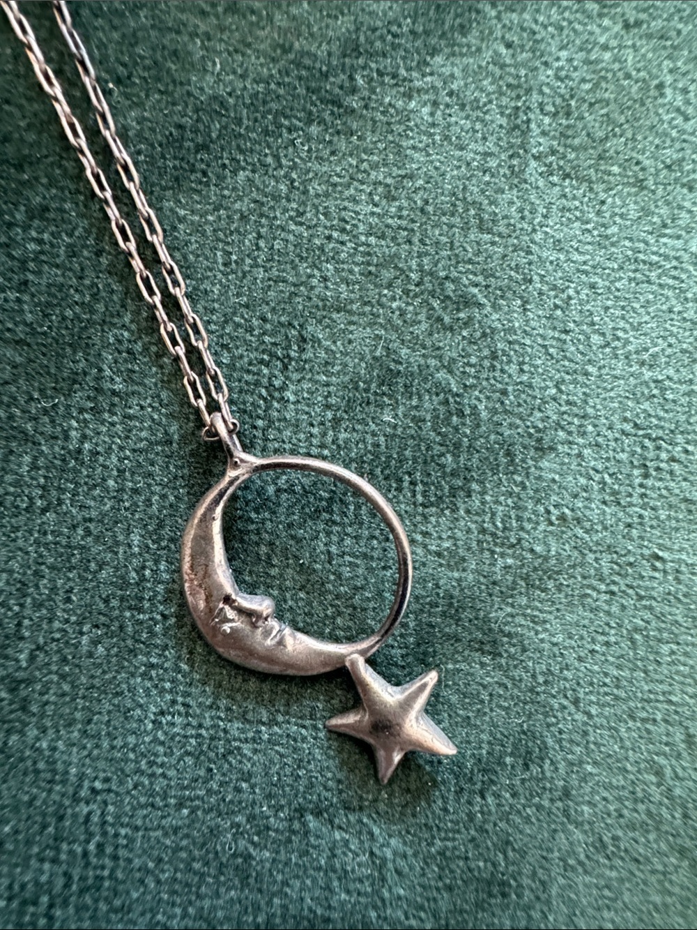 Silver Moon & Star Pendant Necklace - Women's Jewelry